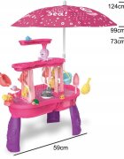 Matadi Set masa interactiva de apanisip 2in1 cu umbrela si cascada electrica Waterfall Pink cu jucarii inclusemoara de apacascadalansator de mingii si figurine