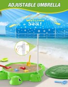 Matadi Set nisipar si umbrela copii Green Turtle cu piese modularejucarii pentru plaja inclusediametru umbrela 100 cm