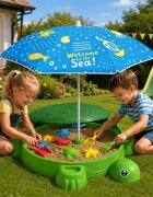 Matadi Set nisipar si umbrela copii Green Turtle cu piese modularejucarii pentru plaja inclusediametru umbrela 100 cm