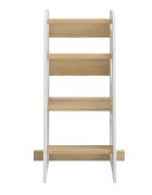 Meble Wrobel Turn de invatare din lemn pentru copii Teddy WhitePine design montessori robust margini rotunjite cu platforma si trepte reglabile dimensiune 90 x 44 x 39.5 cm