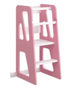 Meble Wrobel Turn de invatare din lemn pentru copii Triangle PinkWhite design montessori robust margini rotunjite cu platforma si trepte reglabile dimensiune 90 x 44 x 39.5 cm