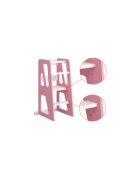 Meble Wrobel Turn de invatare din lemn pentru copii Triangle PinkWhite design montessori robust margini rotunjite cu platforma si trepte reglabile dimensiune 90 x 44 x 39.5 cm
