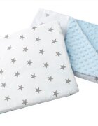 Medi Partners Set paturica 55x75 cm si perna 35x30 cm Minky Grey Stars Blue