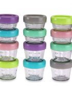 Melii Set 12 recipiente sticla pentru hrana bebe 6x59 ml + 6x118 ml