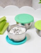Melii Set 3 recipiente mini bleu mint lime din inox cu capac silicon
