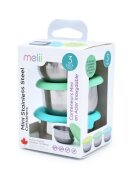 Melii Set 3 recipiente mini bleu mint lime din inox cu capac silicon