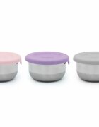 Melii Set 3 recipiente mini roz mov gri din inox cu capac silicon