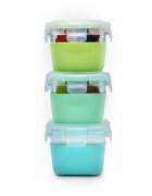 Melii Set 3 recipiente sticla cu husa din silicon bluemint lime 160 ml