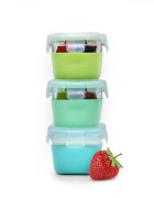 Melii Set 3 recipiente sticla cu husa din silicon bluemint lime 160 ml
