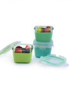 Melii Set 3 recipiente sticla cu husa din silicon bluemint lime 160 ml