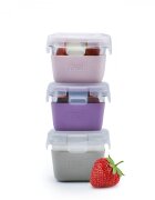 Melii Set 3 recipiente sticla cu husa din silicon rozmovgri 160 ml