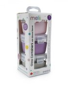 Melii Set 3 recipiente sticla cu husa din silicon rozmovgri 160 ml