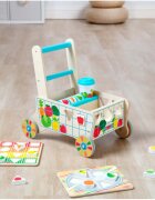 MELISSA&DOUG Carucior premergator din lemn cu set de jucarii educative