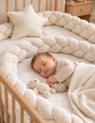 MeowBaby® Bumper impletit pentru patut MeowBaby Bearly Cream 200 cm