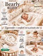 MeowBaby® Bumper impletit pentru patut MeowBaby Bearly Cream 200 cm