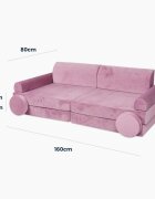 MeowBaby® Canapea playset modular Premium Velvet spuma roz