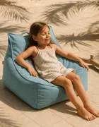 MeowBaby® Fotoliu tip puf Premium MeowBaby Outzy Sako Bag Cloudberry Sky Blue Bean bag