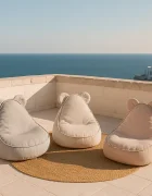 MeowBaby® Fotoliu tip puf Premium MeowBaby Outzy Teddy Cloudberry Sky Blue Bean bag