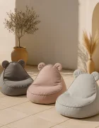 MeowBaby® Fotoliu tip puf Premium MeowBaby Outzy Teddy FeatherFog Gray Bean bag