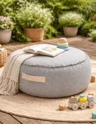 MeowBaby® Fotoliu tip puf rotund Premium MeowBaby Outzy Cloudberry Sky Blue Bean bag