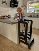 MeowBaby® Inaltator Learning Tower ajustabil ajutor de bucatarie MeowBaby lemn Negru