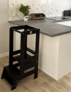 MeowBaby® Inaltator Learning Tower ajustabil ajutor de bucatarie MeowBaby lemn Negru