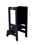 MeowBaby® Inaltator Learning Tower ajustabil cu tabla de scris ajutor de bucatarie MeowBaby lemn Negru