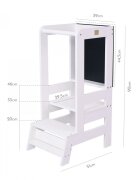 MeowBaby® Inaltator Learning Tower cu tabla de scris MeowBaby lemn Alb