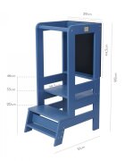 MeowBaby® Inaltator Learning Tower cu tabla de scris MeowBaby lemn Albastru inchis