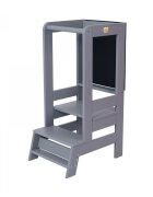 MeowBaby® Inaltator Learning Tower cu tabla de scris MeowBaby lemn Gri inchis