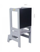 MeowBaby® Inaltator Learning Tower cu tabla de scris MeowBaby lemn Gri inchis