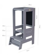 MeowBaby® Inaltator Learning Tower cu tabla de scris MeowBaby lemn Gri inchis