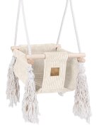 MeowBaby® Leagan pentru copii si bebelusi MeowBaby catifea reiata aesthetic ecru