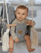 MeowBaby® Leagan pentru copii si bebelusi MeowBaby catifea reiata perna ursulet Aesthetic Grey