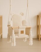 MeowBaby® Leagan pentru copii si bebelusi MeowBaby catifea reiata perna ursulet Aesthetic ocru