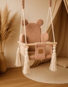 MeowBaby® Leagan pentru copii si bebelusi MeowBaby catifea reiata perna ursulet Aesthetic ocru