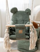 MeowBaby® Leagan pentru copii si bebelusi MeowBaby catifea reiata perna ursulet aesthetic power vanilla