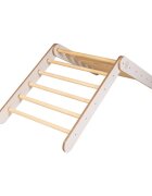 MeowBaby® Scara din lemn pentru copii triunghi de catarare tip Pikler Montessori alb MeowBaby