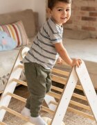 MeowBaby® Scara din lemn pentru copii triunghi de catarare tip Pikler Montessori alb MeowBaby
