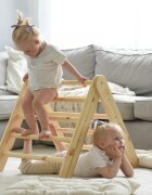 MeowBaby® Scara din lemn pentru copii Triunghi de catarare tip Pikler Montessori Natural