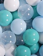 MeowBaby® Set bile din plastic MeowBaby 200 buc 7 cm Baby Blue Turcoaz Transparent Alb