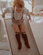 MeowBaby® Tobogan din lemn pentru copii triunghi de catarare tip Pikler Montessori alb MeowBaby