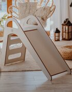 MeowBaby® Tobogan din lemn pentru copii triunghi de catarare tip Pikler Montessori alb MeowBaby
