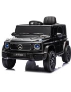 MERCEDES-BENZ Masinuta electrica pentru copii cu licenta G580 Black 12V4.5Ah scaun din piele faruri LED muzica suspensii portiere inalte cu deschidere centura de siguranta cod QR montaj
