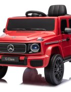 MERCEDES-BENZ Masinuta electrica pentru copii cu licenta G580 Red 12V4.5Ah scaun din piele faruri LED muzica suspensii portiere inalte cu deschidere centura de siguranta cod QR montaj
