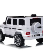 MERCEDES-BENZ Masinuta electrica pentru copii cu licenta G63 Alb telecomanda 2.4G scaun din piele lumini LED oglinzi retrovizoare muzica usi inalte cu deschidere suspensii centura de siguranta