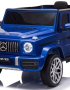 MERCEDES-BENZ Masinuta electrica pentru copii cu licenta G63 Albastru telecomanda 2.4G scaun din piele lumini LED oglinzi retrovizoare muzica usi inalte cu deschidere suspensii centura de siguranta
