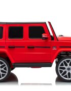 MERCEDES-BENZ Masinuta electrica pentru copii cu licenta G63 Rosu telecomanda 2.4G scaun din piele lumini LED oglinzi retrovizoare muzica usi inalte cu deschidere suspensii centura de siguranta