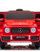 MERCEDES-BENZ Masinuta electrica pentru copii cu licenta G63 Rosu telecomanda 2.4G scaun din piele lumini LED oglinzi retrovizoare muzica usi inalte cu deschidere suspensii centura de siguranta