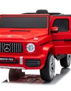 MERCEDES-BENZ Masinuta electrica pentru copii cu licenta G63 Rosu telecomanda 2.4G scaun din piele lumini LED oglinzi retrovizoare muzica usi inalte cu deschidere suspensii centura de siguranta